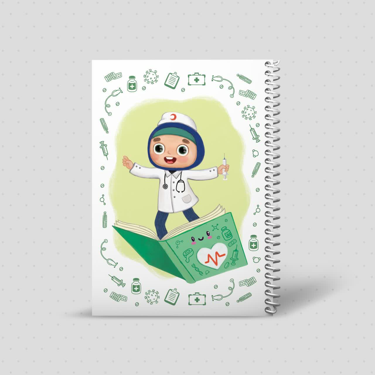 دفتر مشق 50 برگ سیمی مفتولی استاندارد وزیری گلاسه سیصد گرم با یووی موضعی بسته 10عددی